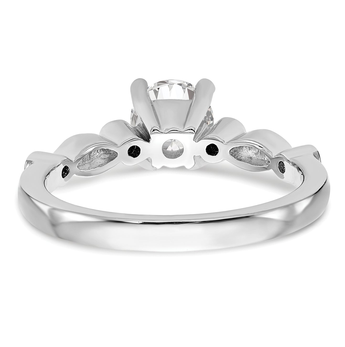 14K White Gold (Holds 1 carat (6.5mm) Round Center) 1/6 carat Diamond Semi-Mount Engagement Ring