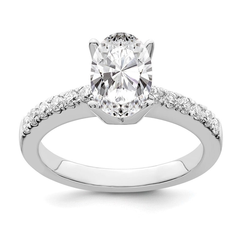 True Origin 14K White Gold 1/3 carat Lab Grown Diamond VS/SI  D E F  Semi Mount Oval Engagement Ring