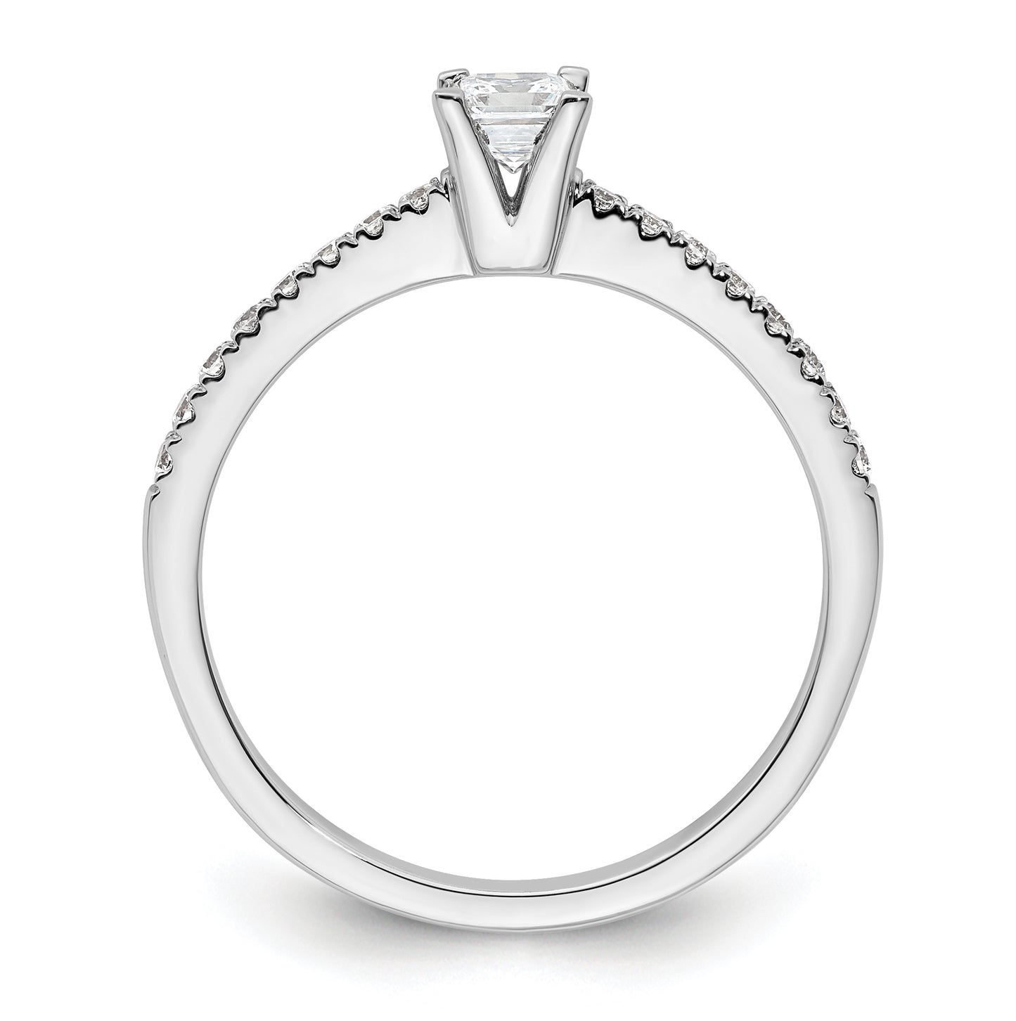 14K White Gold (Holds 1/4 carat (3.5mm) Princess Center) 1/6 carat Diamond Semi-Mount Engagement Ring