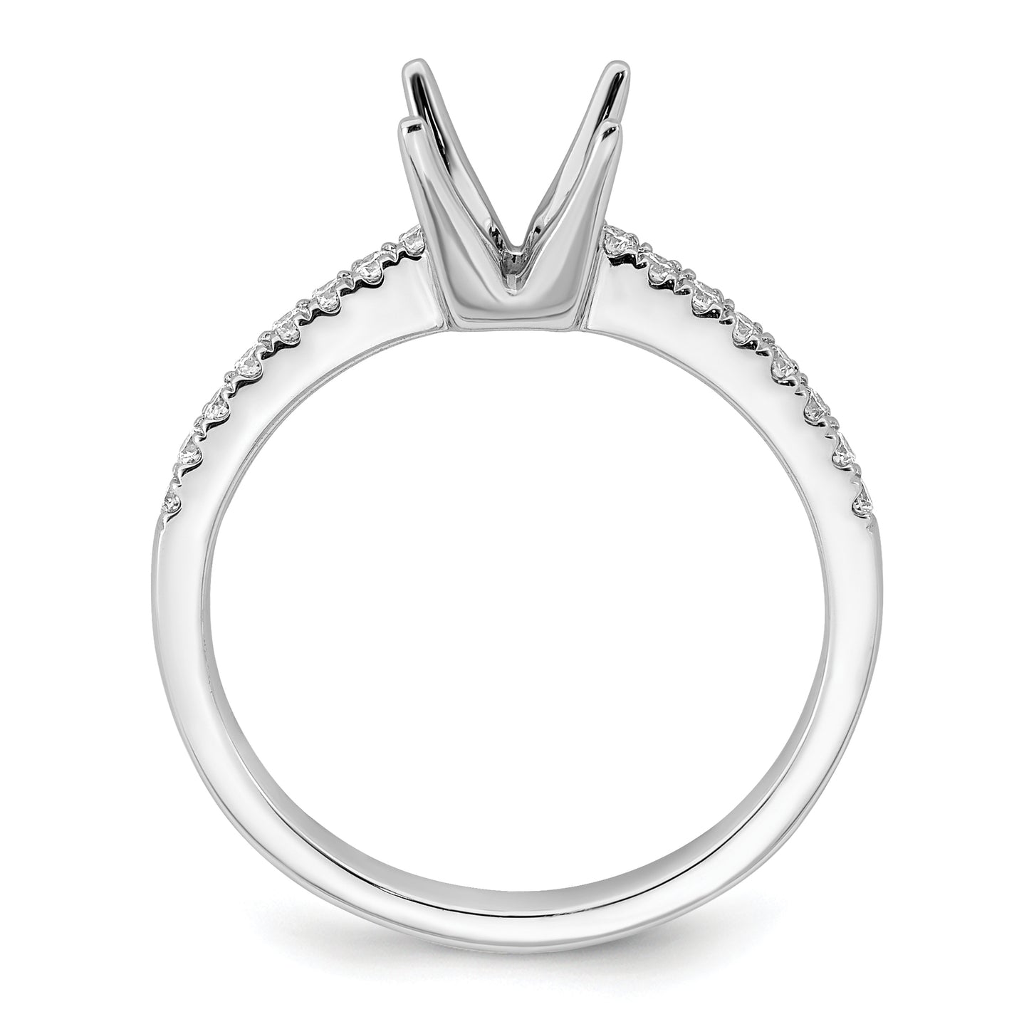 14K White Gold (Holds 3/4 carat (5.00mm) Princess Center) 1/6 carat Diamond Semi-Mount Engagement Ring