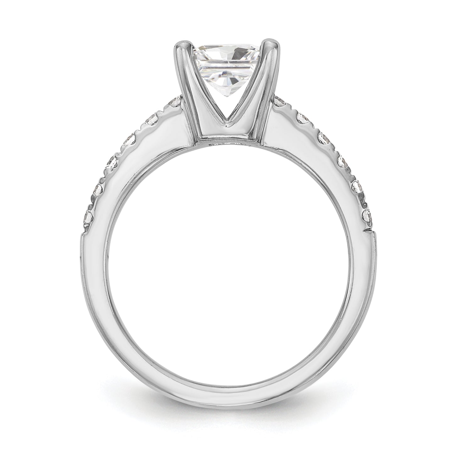 14K White Gold (Holds 1 carat (5.7mm) Princess Center) 1/5 carat Diamond Semi-Mount Engagement Ring