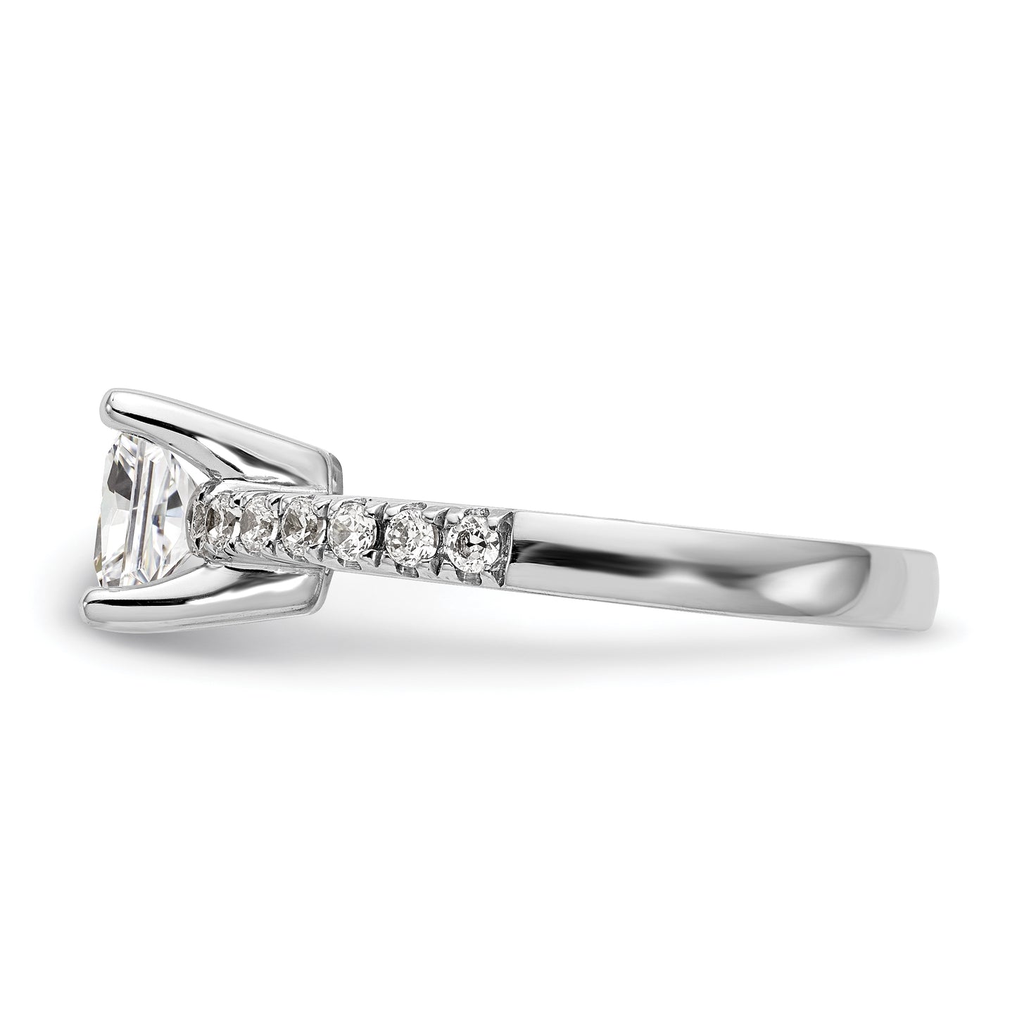 14K White Gold (Holds 1 carat (5.7mm) Princess Center) 1/5 carat Diamond Semi-Mount Engagement Ring