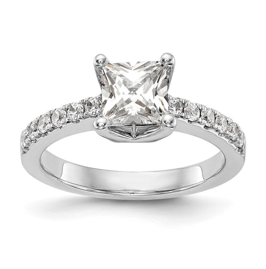 True Origin 14K White Gold 1/5 carat Lab Grown Diamond VS/SI  D E F  Semi Mount Princess Engagement Ring