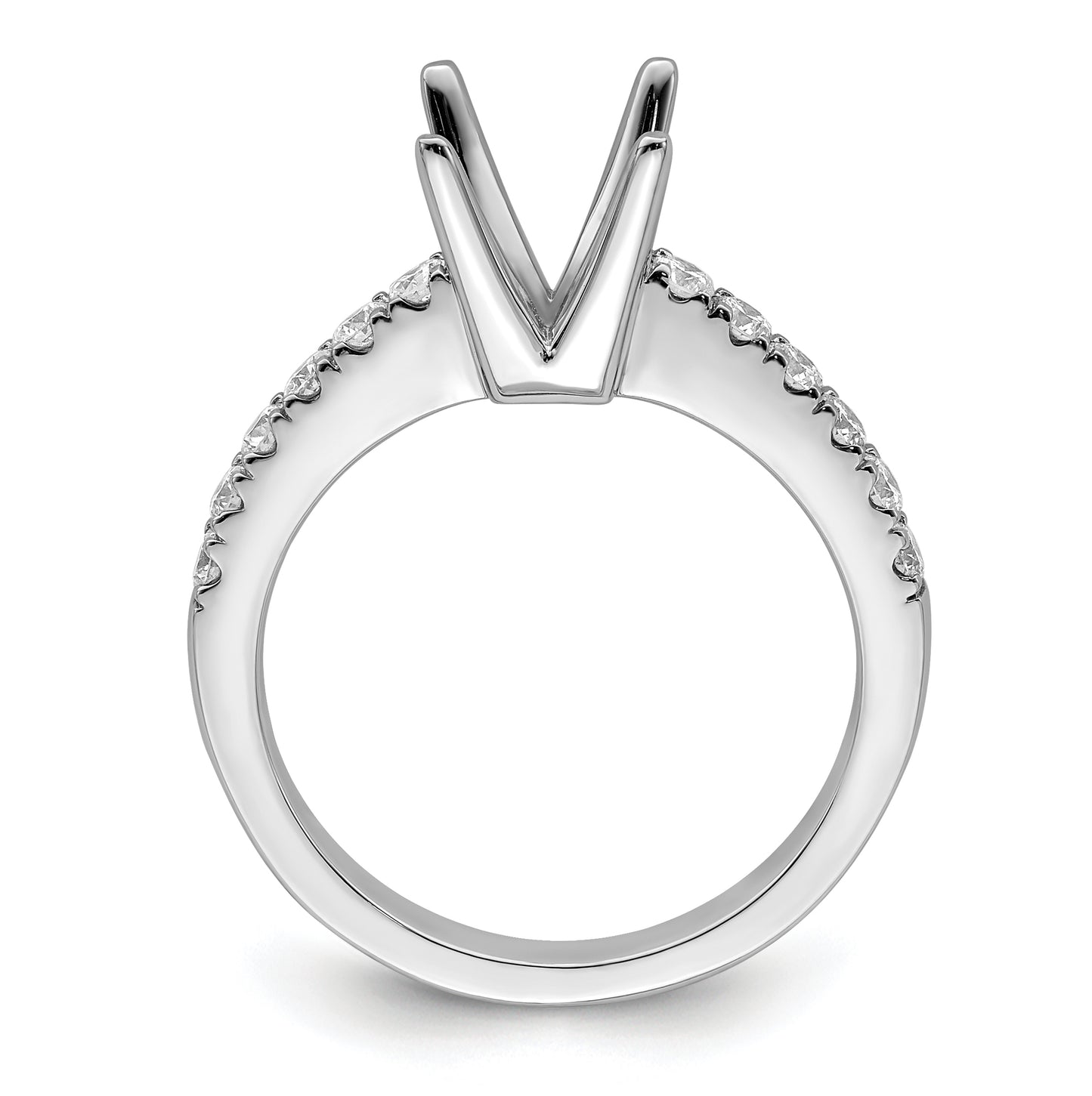 14K White Gold (Holds 1.5 carat (6.4mm) Princess Center) 3/8 carat Diamond Semi-Mount Engagement Ring