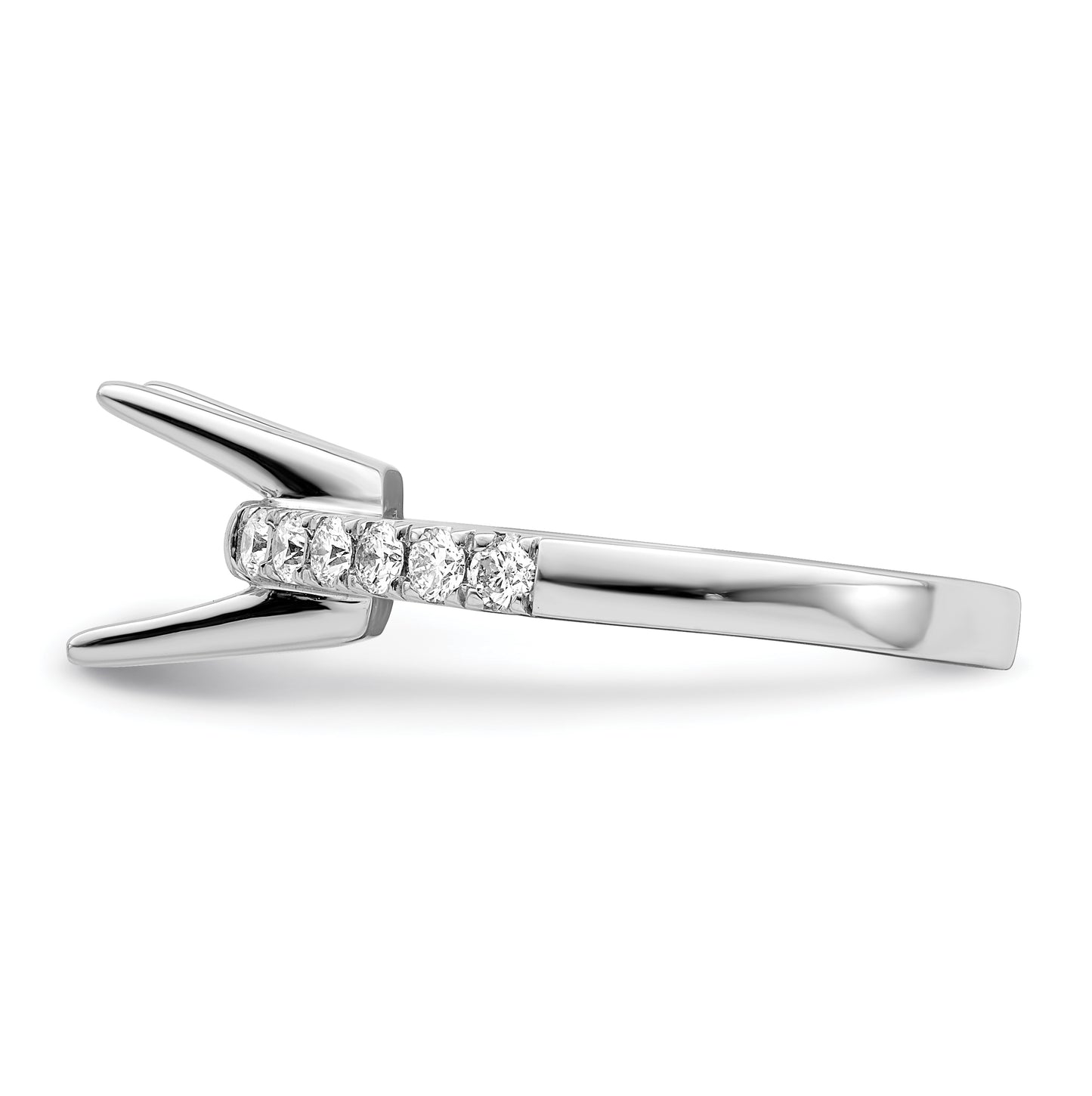 14K White Gold (Holds 1.5 carat (6.4mm) Princess Center) 3/8 carat Diamond Semi-Mount Engagement Ring