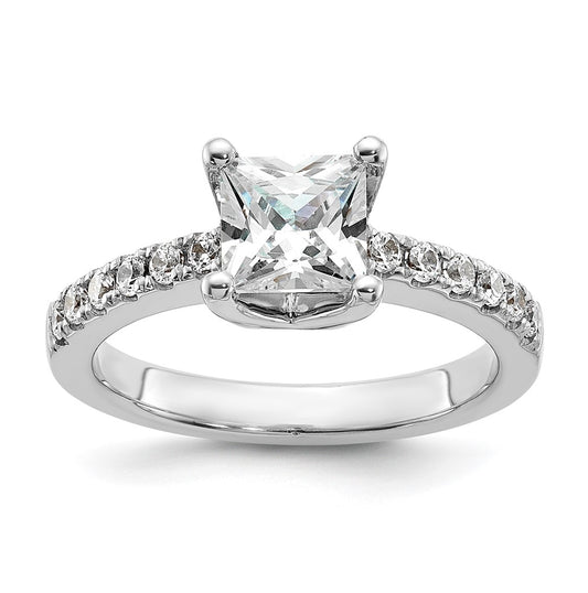 True Origin 14K White Gold 3/8 carat Lab Grown Diamond VS/SI  D E F  Semi Mount Princess Engagement Ring, 8 mm
