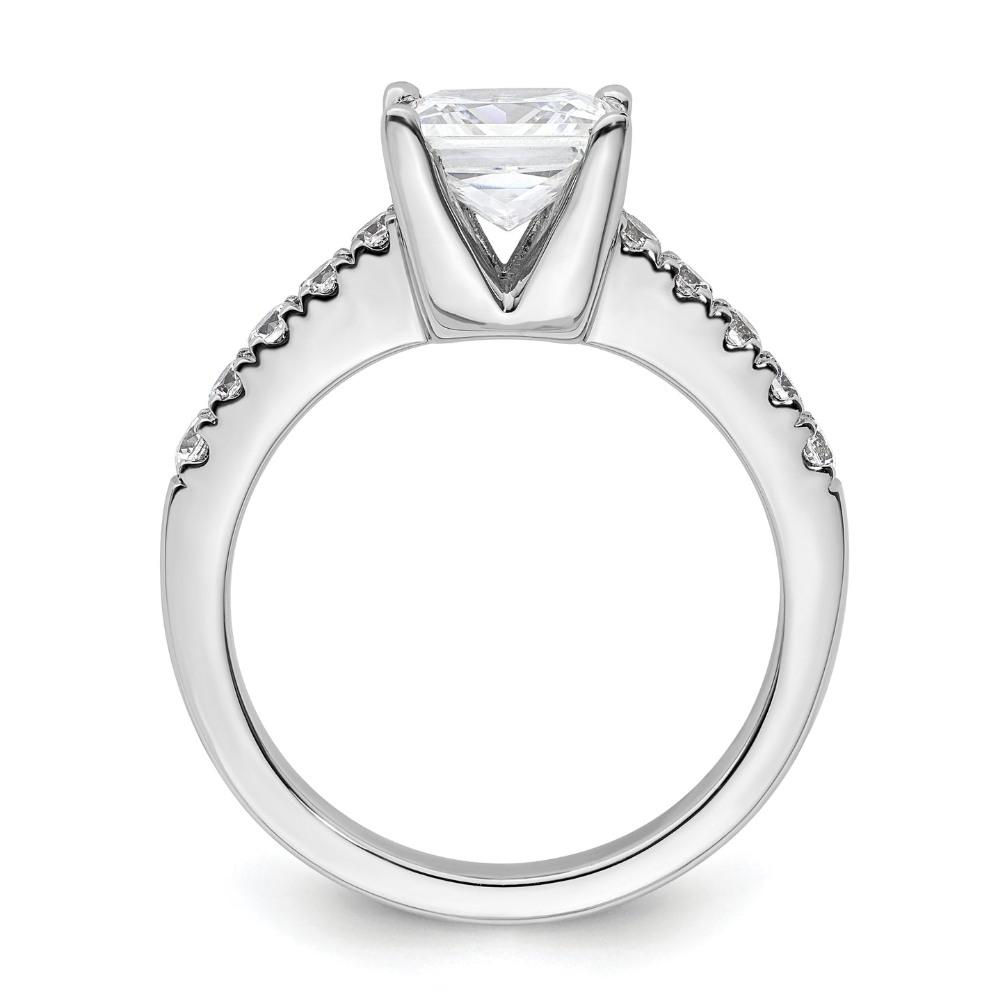 14K White Gold (Holds 2 carat (7.00mm) Princess Center) 3/8 carat Diamond Semi-Mount Engagement Ring