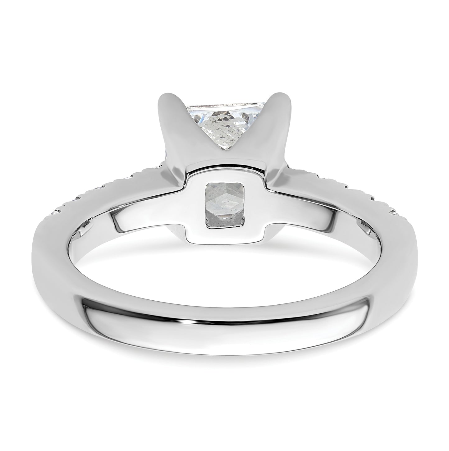 14K White Gold (Holds 2 carat (7.00mm) Princess Center) 3/8 carat Diamond Semi-Mount Engagement Ring