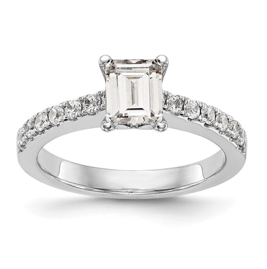 True Origin 14K White Gold 3/8 carat Lab Grown Diamond VS/SI  D E F  Semi Mount Emerald-cut Engagement Ring, 9 mm