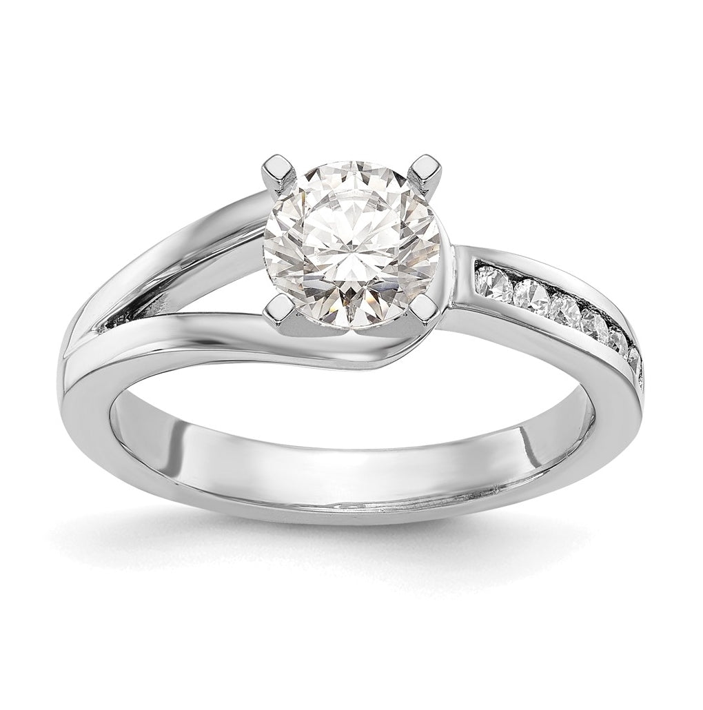 14K White Gold Peg Set 1/6 carat Channel-set Diamond Semi-mount Engagement Ring
