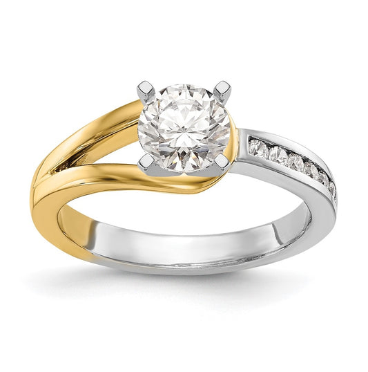 14K Two-tone Peg Set 1/6 carat Channel-set Diamond Semi-mount Engagement Ring