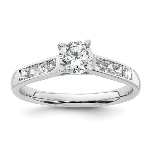 14K White Gold Peg Set 3/8 carat Channel-set Princess Diamond Semi-mount Engagement Ring,  3.1 to 2.4 mm (tapered)