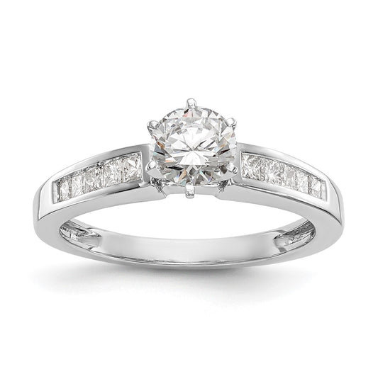 14K White Gold Peg Set 1/5 carat Channel-set Princess Diamond Semi-mount Engagement Ring