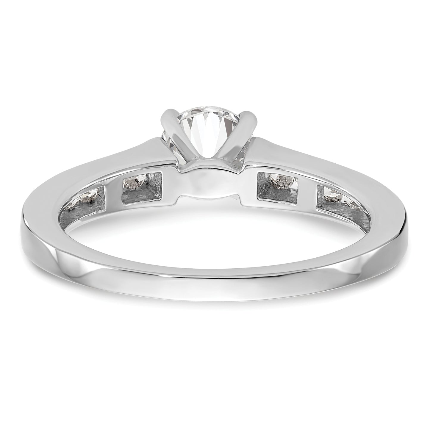 14K White Gold Peg Set 1/4 carat Channel-set Diamond Semi-mount Engagement Ring,  3 mm