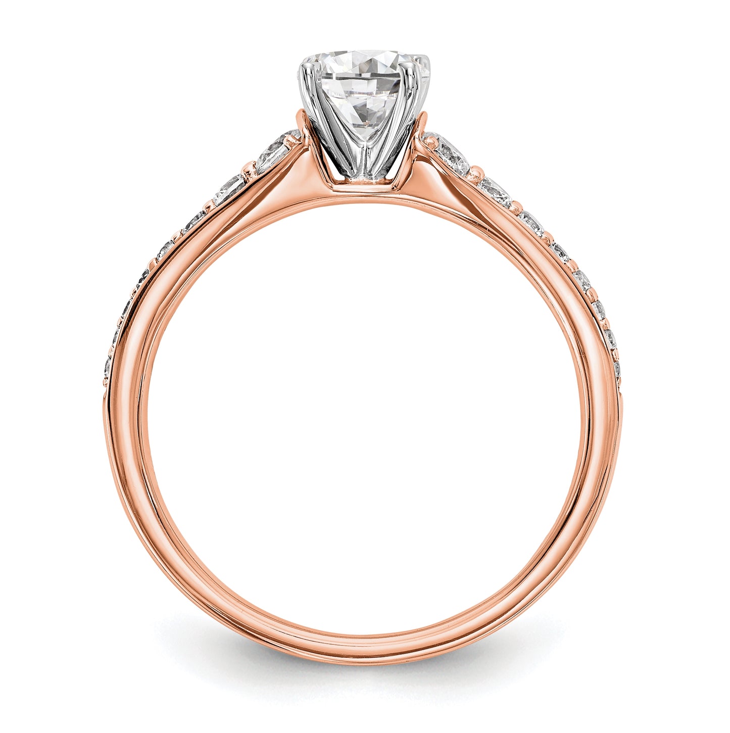 14K Rose Gold Diamond Peg Set Semi-mount Engagement Ring