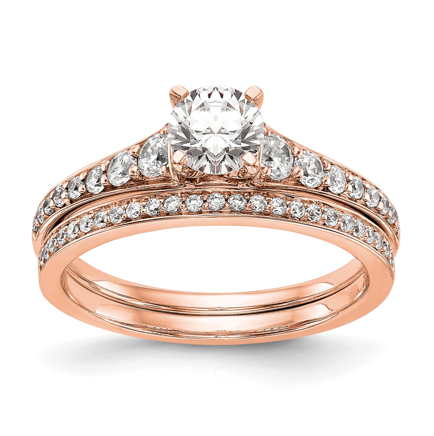 14K Rose Gold Diamond Peg Set Semi-mount Engagement Ring
