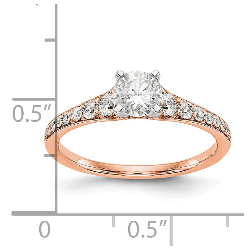 14K Rose Gold Diamond Peg Set Semi-mount Engagement Ring