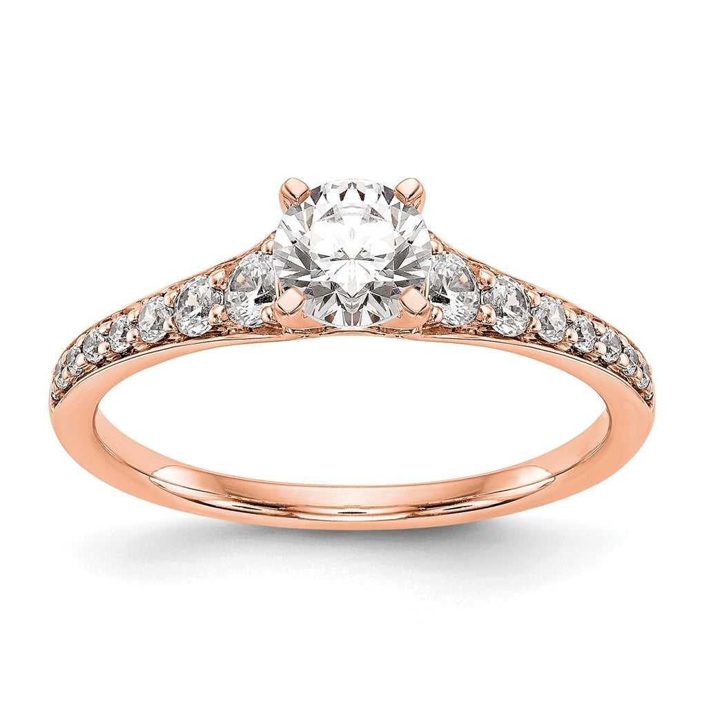 14K Rose Gold Diamond Peg Set Semi-mount Engagement Ring