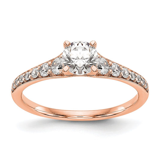 14K Rose Gold Diamond Peg Set Semi-mount Engagement Ring