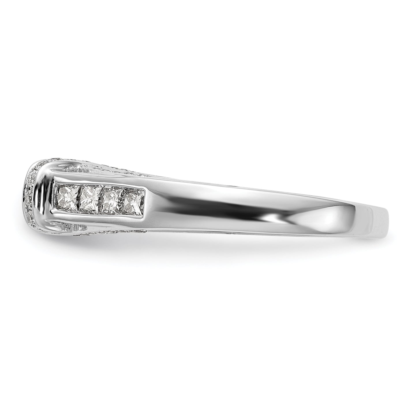 14K White Gold Peg Set 1/2 carat Round/Princess Diamond Semi-mount Engagement Ring