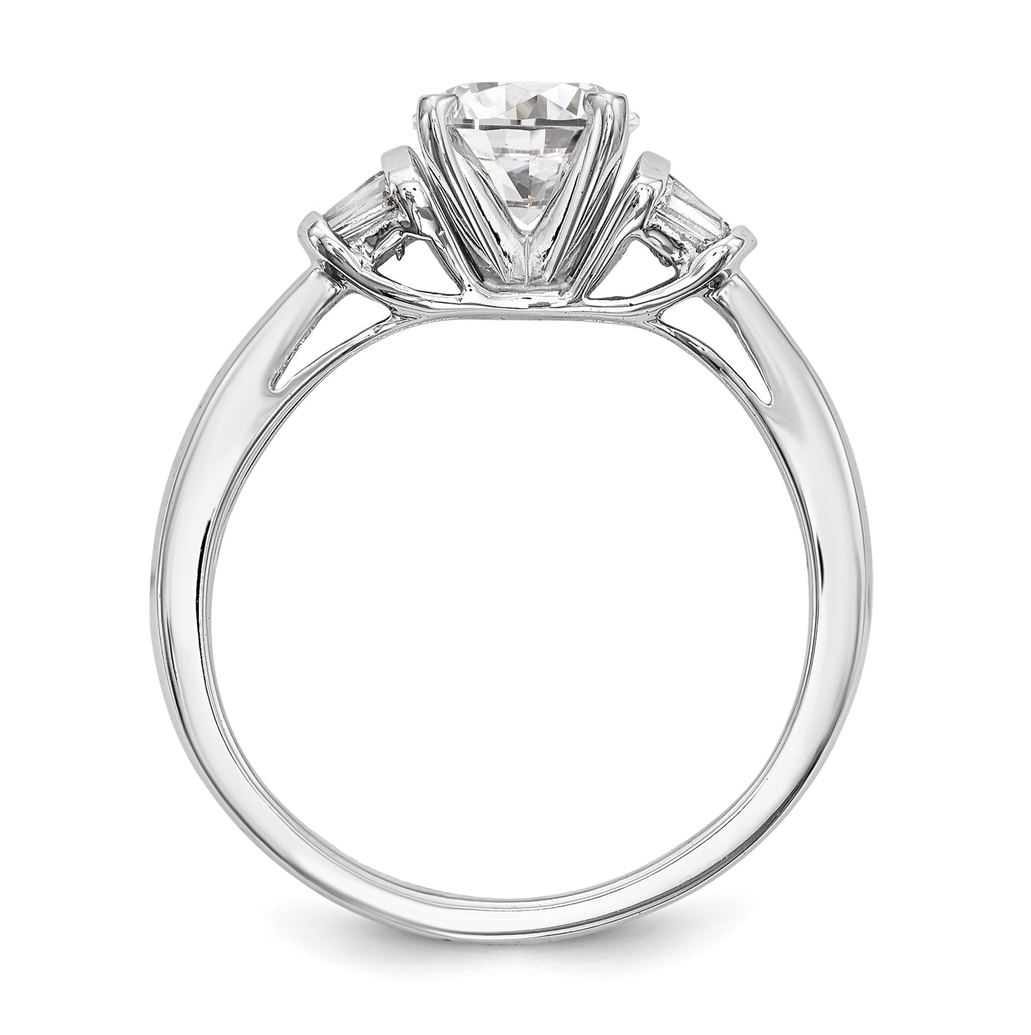 14K White Gold Peg Set 1/5 carat Baguette Diamond Semi-mount Engagement Ring