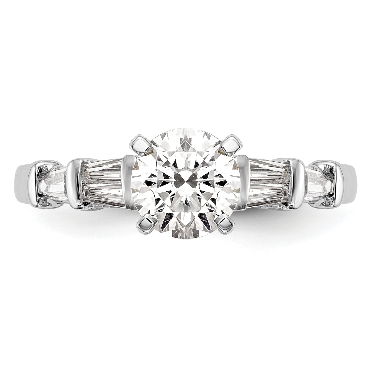 14K White Gold Peg Set 3/8 carat Baguette Diamond Semi-mount Engagement Ring