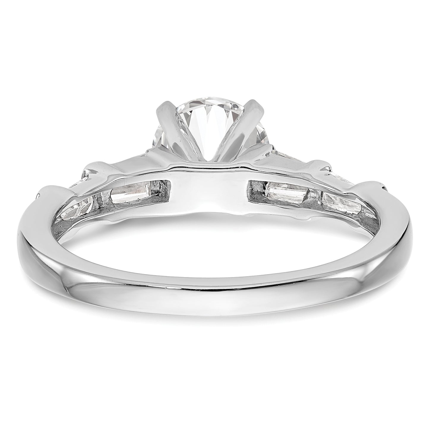 14K White Gold Peg Set 3/8 carat Baguette Diamond Semi-mount Engagement Ring