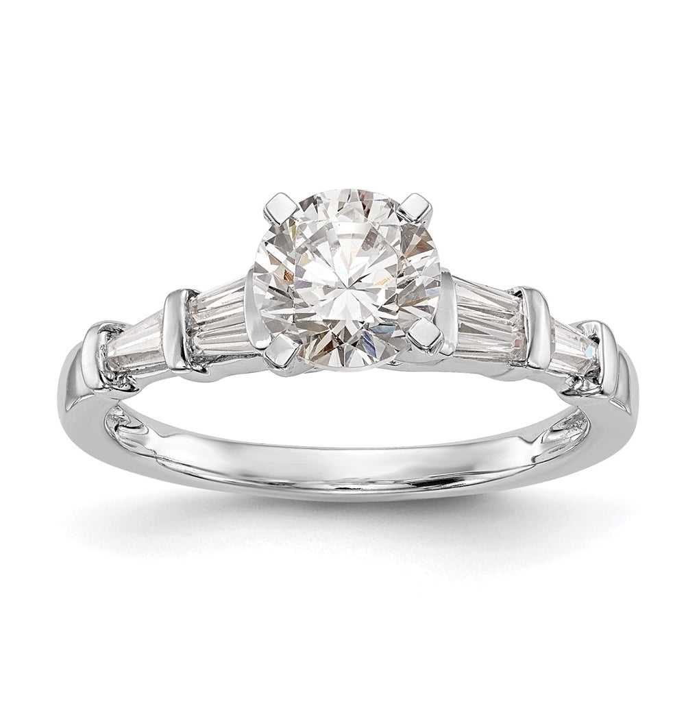 14K White Gold Peg Set 3/8 carat Baguette Diamond Semi-mount Engagement Ring