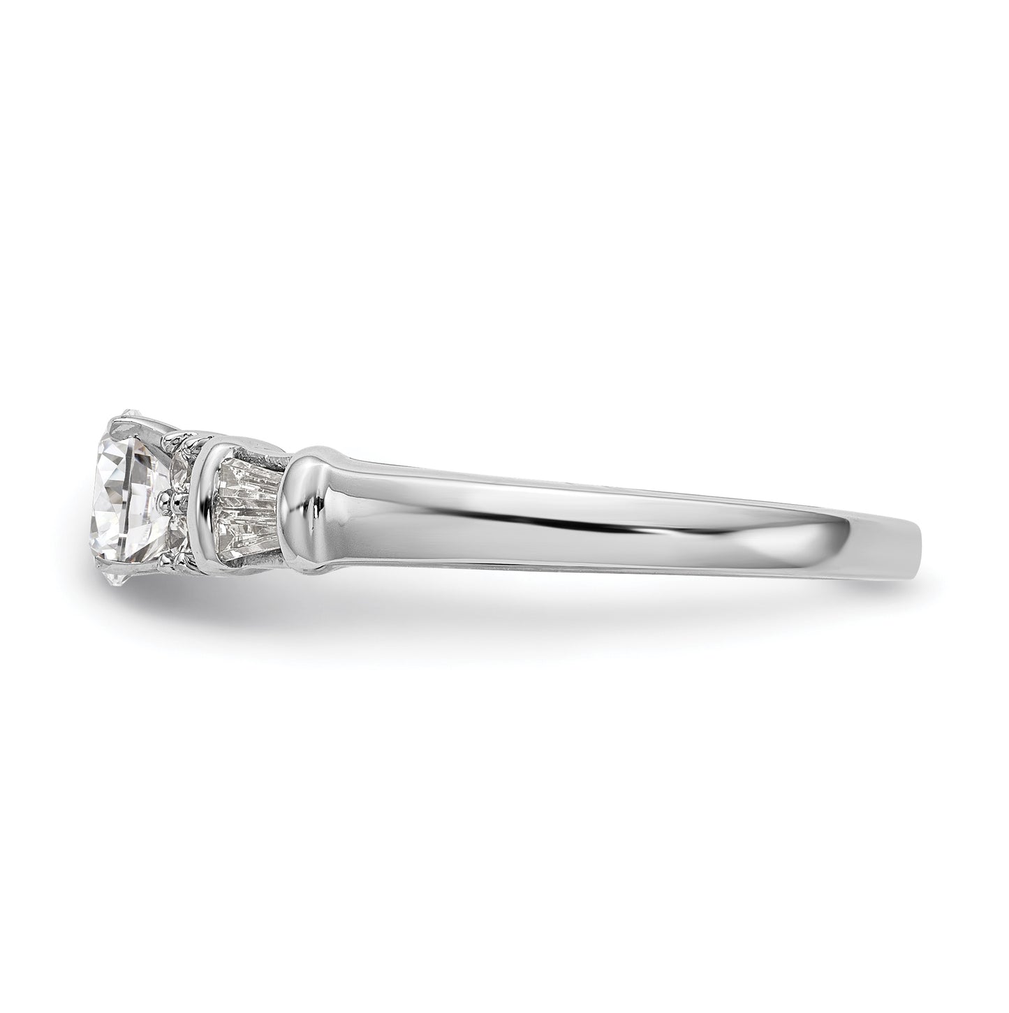 14K White Gold Peg Set 3/8 carat Round/Baguette Diamond Semi-mount Engagement Ring