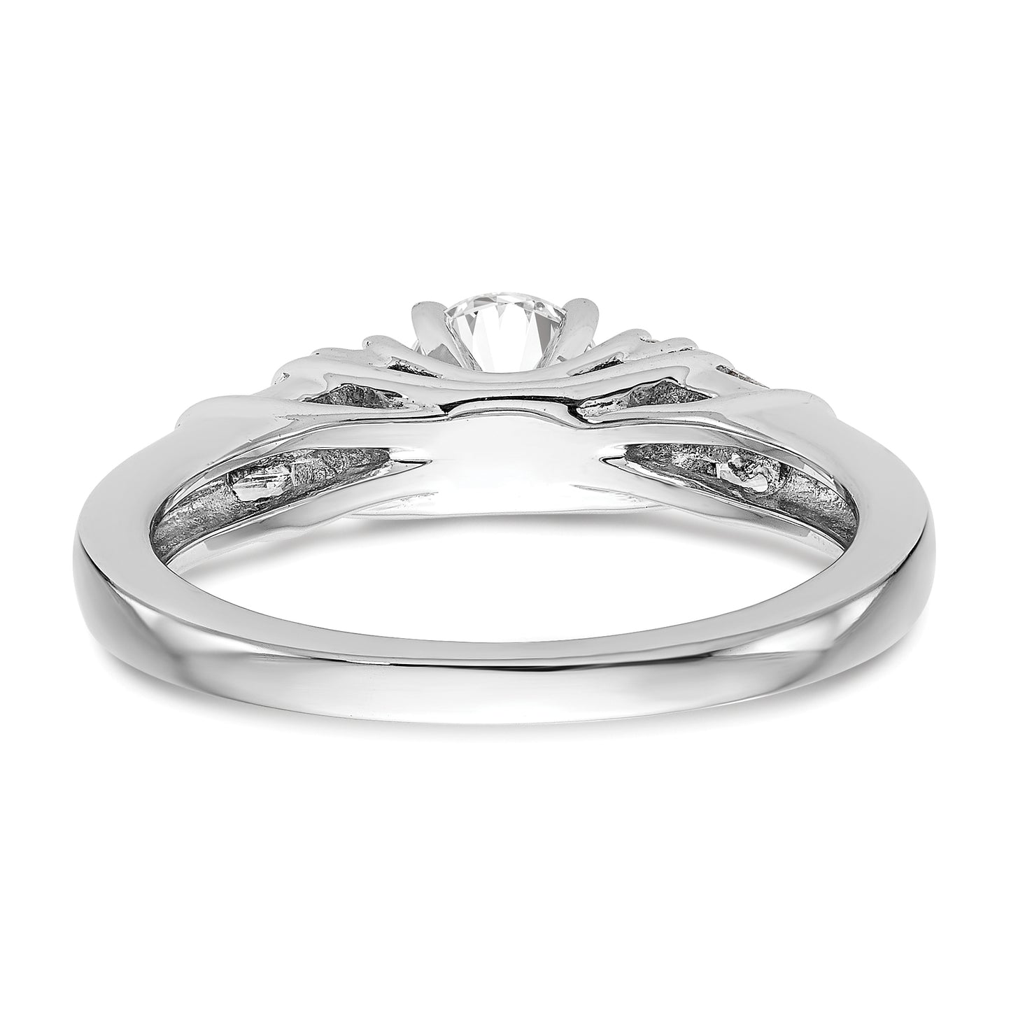 14K White Gold Peg Set 3/8 carat Round/Baguette Diamond Semi-mount Engagement Ring