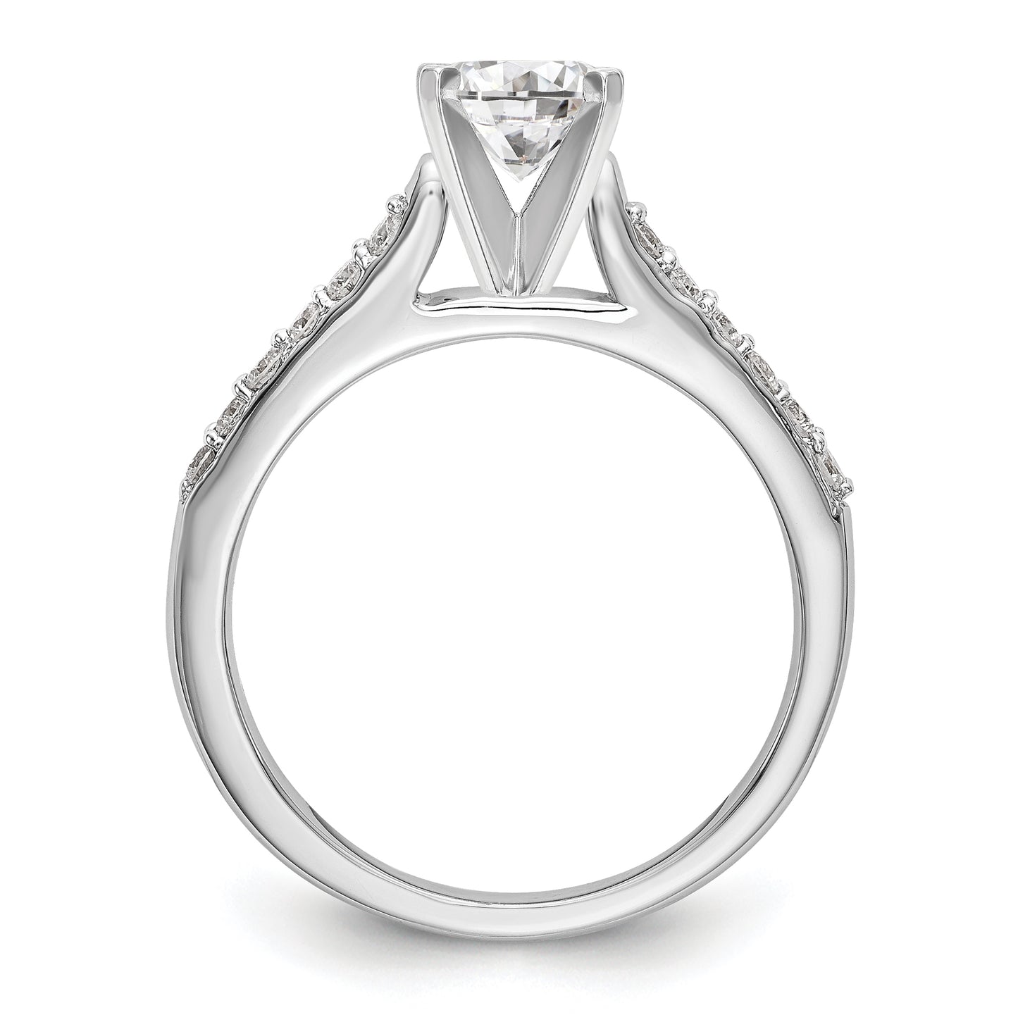 14K White Gold Peg Set 1/4 carat Diamond Semi-mount Engagement Ring
