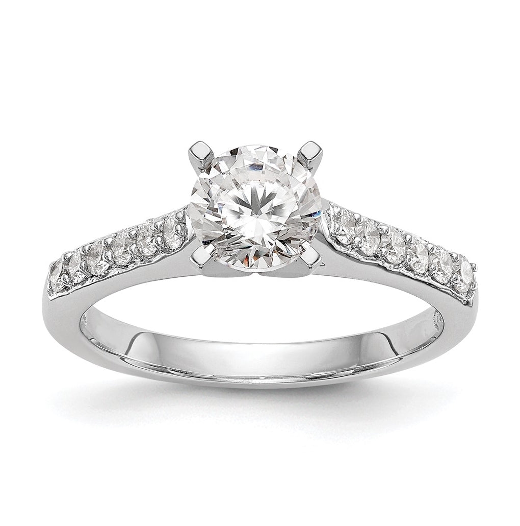 14K White Gold Peg Set 1/4 carat Diamond Semi-mount Engagement Ring