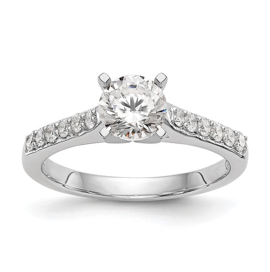 14K White Gold Peg Set 1/4 carat Diamond Semi-mount Engagement Ring