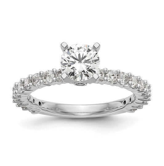 14K White Gold Peg Set 3/4 carat Diamond Semi-mount Engagement Ring,  2.2 to 2.3 mm (tapered)
