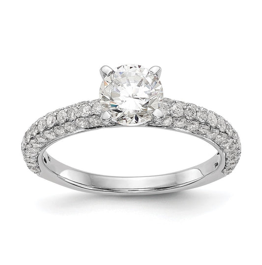 14K White Gold Peg Set 3/4 carat Diamond Semi-mount Engagement Ring,  3.2 to 1.5 mm (tapered)