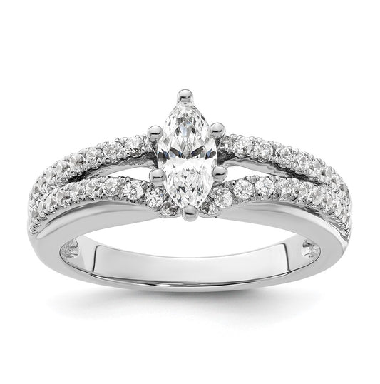 14K White Gold Peg Set 3/8 carat Diamond Semi-mount Engagement Ring,  2.6 to 4.9 mm (tapered)