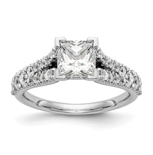 14K White Gold Peg Set 1/2 carat Diamond Semi-mount Engagement Ring,  1.8 to 1.6 mm (tapered)