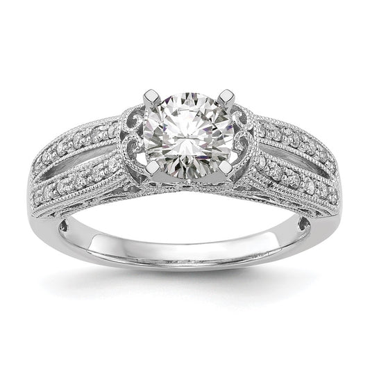 14K White Gold Peg Set 1/6 carat Diamond Semi-mount Engagement Ring