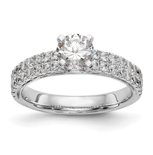 14K White Gold 2-Row Peg Set 3/4 carat Diamond Semi-mount Engagement Ring