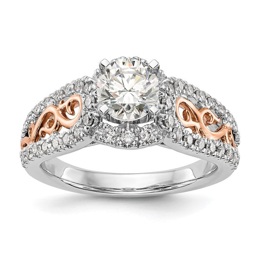 14k White Gold & Rose Gold Diamond Peg Set Semi-mount Engagement Ring