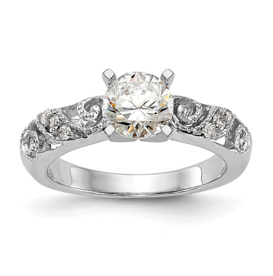 14K White Gold Peg Set 1/15 carat Diamond Semi-mount Engagement Ring