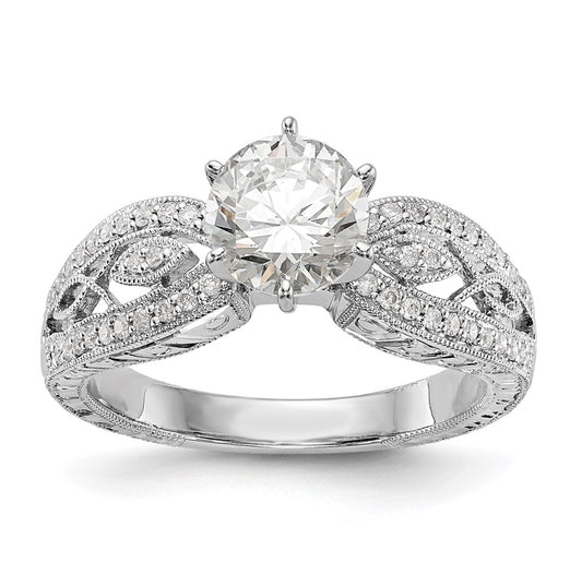 14K White Gold Vintage Peg Set 1/5 carat Diamond Semi-mount Engagement Ring