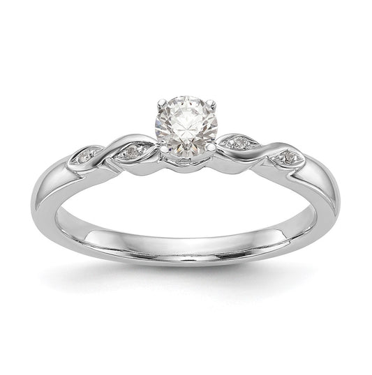 14k White Gold Peg Set .02 carat Diamond Semi-mount Engagement Ring
