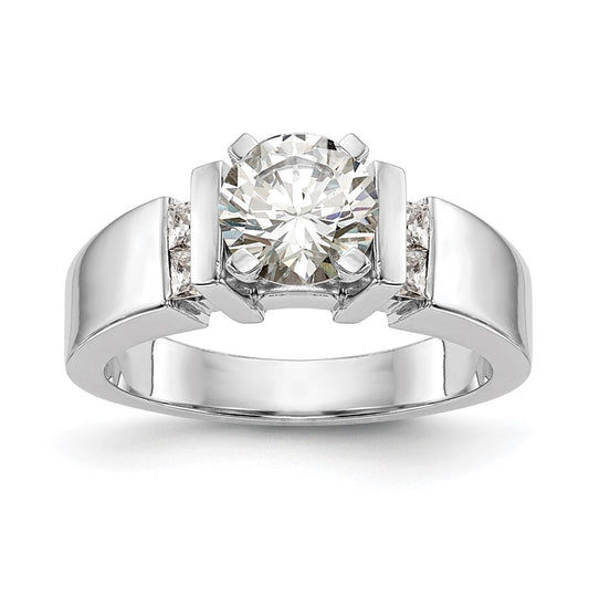 14K White Gold Peg Set 1/4 carat Channel-set Diamond Semi-mount Engagement Ring,  5 to 3 mm (tapered)