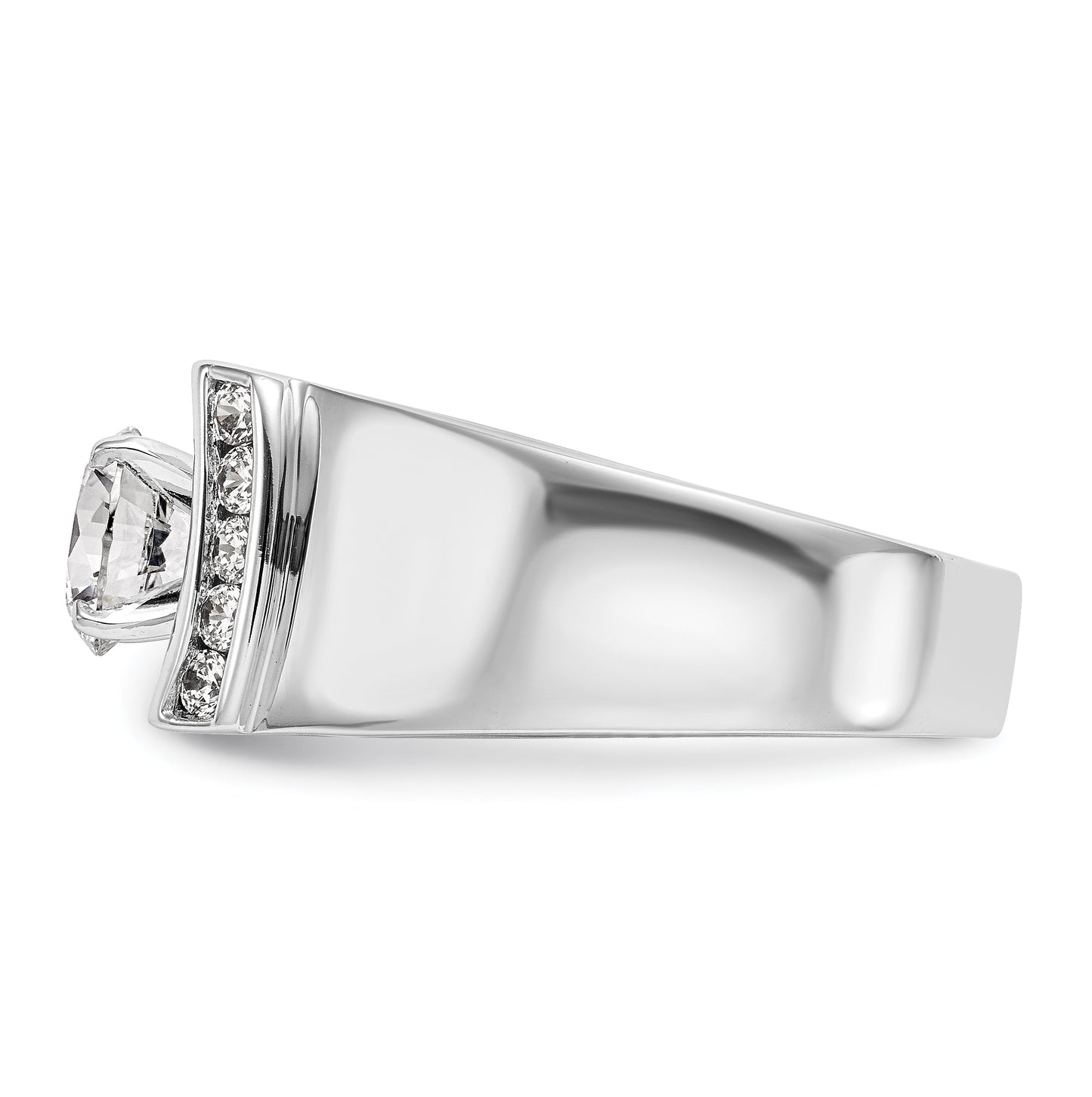 14K White Gold Peg Set 1/4 carat Channel-set Diamond Semi-mount Engagement Ring,  6.8 to 3.8 mm (tapered)