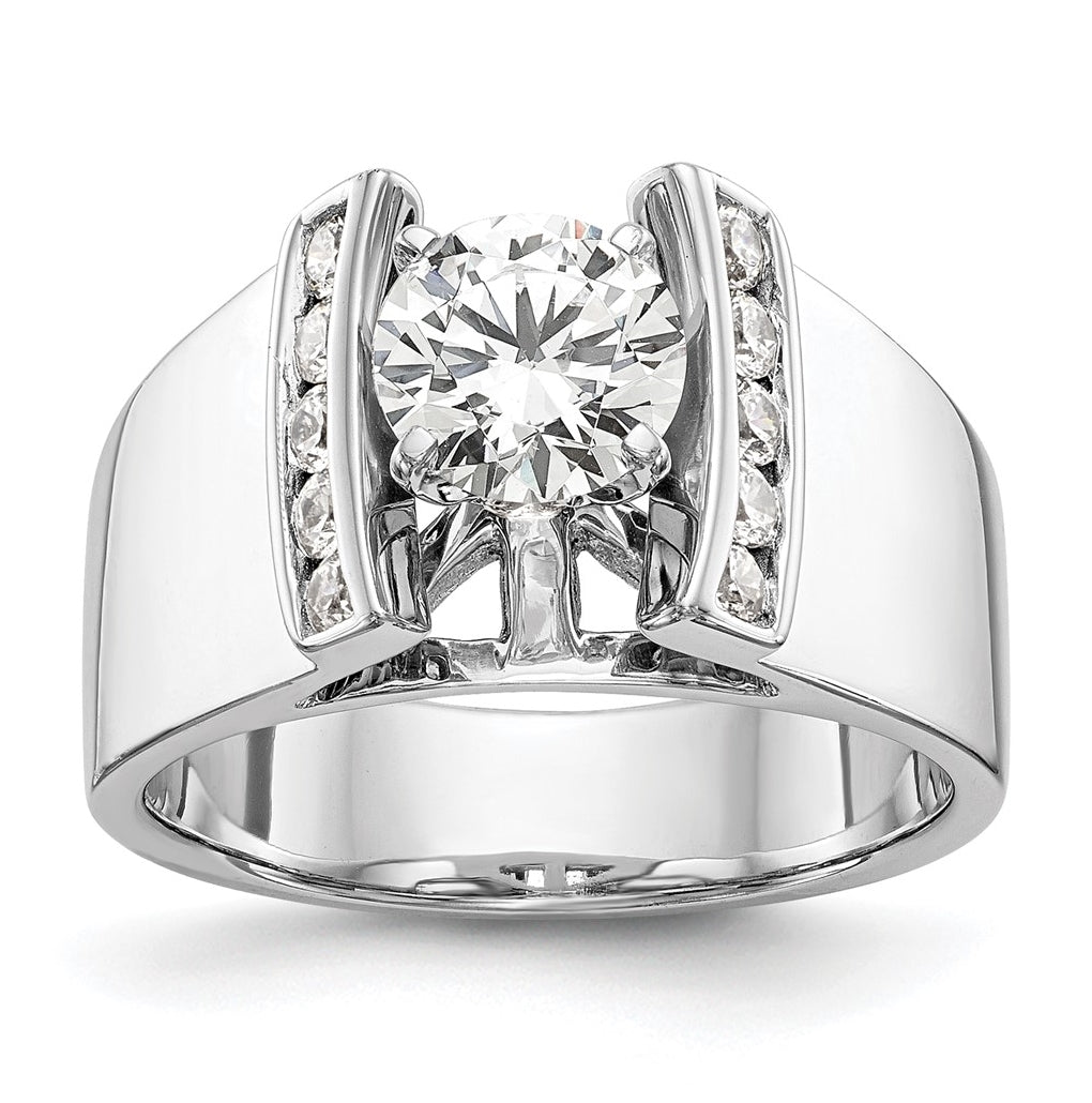 14K White Gold Peg Set 1/4 carat Channel-set Diamond Semi-mount Engagement Ring,  6.8 to 3.8 mm (tapered)