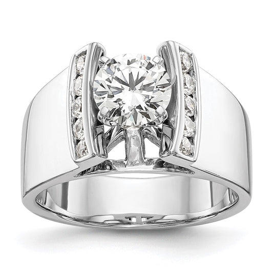 14K White Gold Peg Set 1/4 carat Channel-set Diamond Semi-mount Engagement Ring,  6.8 to 3.8 mm (tapered)