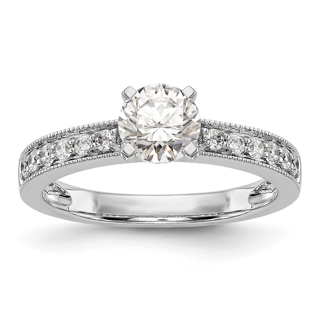 14K White Gold Peg Set 1/4 carat Diamond Semimount Engagement Ring