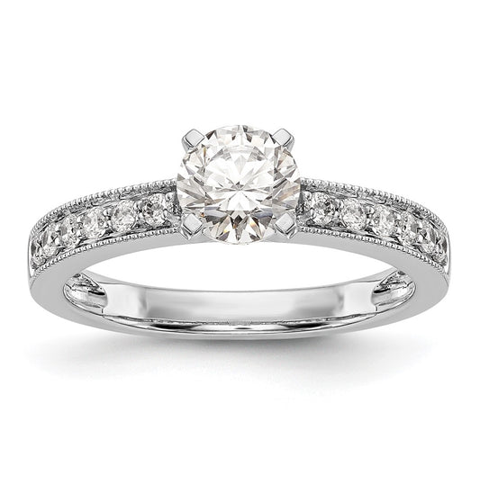 14K White Gold Peg Set 1/4 carat Diamond Semimount Engagement Ring