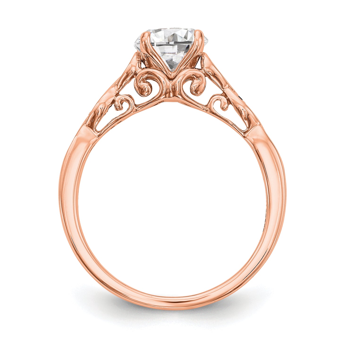 14K Rose Gold Peg Set Diamond Semi-mount Engagement Ring